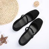 Women's Black Embroidered Low-Cut Flats for Casual Wear. Square Toe, Cloth Upper, Leisure-ready Slip-On Shoes. Sizes 35-43.