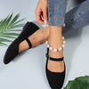 Women's Black Embroidered Flat Shoes for Casual Outings, Size 35-43