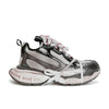 Classic Casual Sneakers 'Raise The Bottom' in Leather - Gray Silver Cross Strap Design