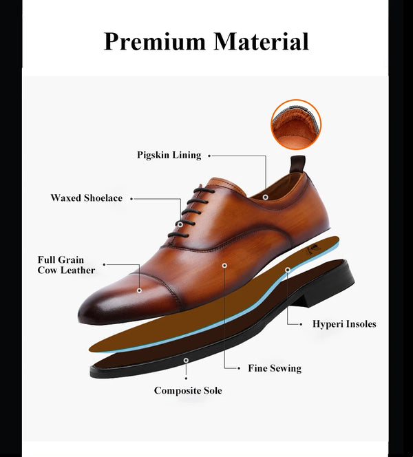 Close-up of genuine leather Oxford flats showing rich finish and quality materials