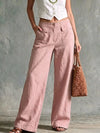 Full body shot showing elongating effect of wide leg pants