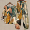 Whimsical floral print top paired with comfortable pants.