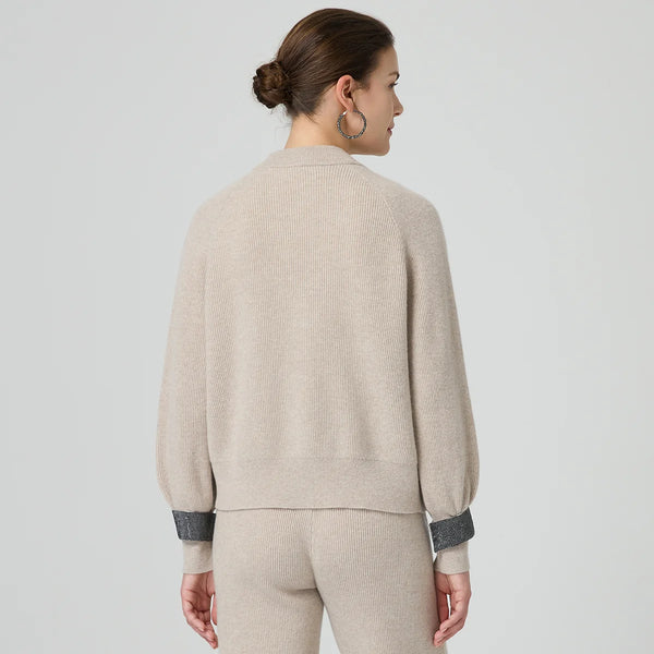 Luxurious heavyweight wool cardigan with V-neck and relaxed fit for sophisticated comfort