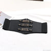 Chic wide corset belt for women in black PU leather, perfect for body sculpting and stylish waist support.