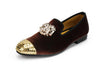 Elegant Gold Toe Velvet Loafers for Men