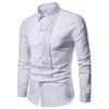 Elegant men's designer dress shirts in black and white, perfect for weddings and events, featuring a turn-down collar and lon