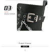 Black motorcycle boots with metal chain decoration and convenient side zip