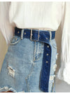 Chic wide denim belt with pin buckle for women, perfect for casual and semi-formal outfits, enhancing your silhouette.