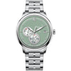Detailed view of the elegant stainless steel band on LOBINNI watch.