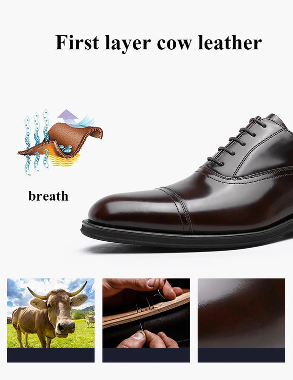 Desai Classic Leather Oxfords styled with a business suit for a professional look.