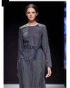 Chic wide denim belt with pin buckle for women, perfect for casual and semi-formal outfits, enhancing your silhouette.