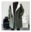 Hooded men's winter trench coat, thick fleece-lined jacket for warmth, stylish urban clothing, available in sizes S-3XL.