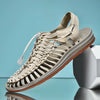 Men's beach sandals with artisan handwoven design and cushioned EVA insole