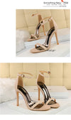 Elegant cutout stiletto sandals with secure buckle closure