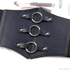 Chic wide corset belt for women in black PU leather, perfect for body sculpting and stylish waist support in any outfit.