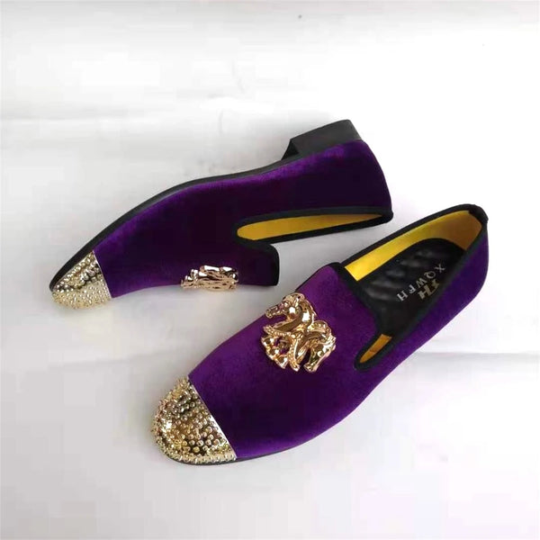 Elegant gold toe loafers for men, ideal for classy occasions.