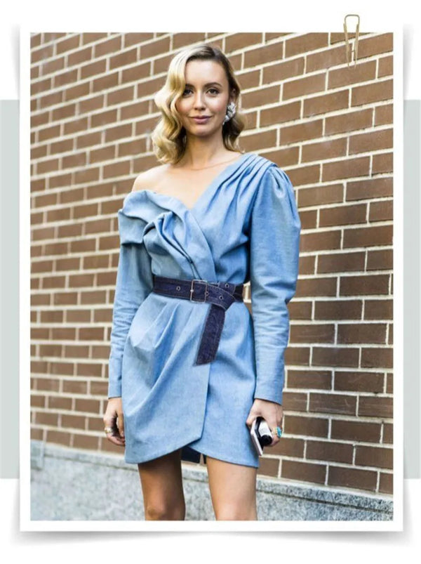 Chic wide denim belt with pin buckle for women, perfect for casual and semi-formal outfits, enhancing your waistline.