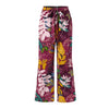 Vintage floral wide-leg pants for women, ankle-length, breathable cotton-linen blend, perfect for spring 2024 fashion.