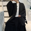 Men's black trench cardigan, casual long open coat, lightweight polyester, loose fit, stylish streetwear for spring and summe