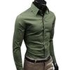 Classic Men's Business Dress Shirt in solid color, long sleeve, slim fit, perfect for office wear and casual outings.