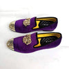 Elegant Gold Toe Velvet Loafers for Men
