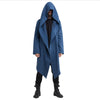 Men's hooded fleece-lined winter trench coat in black, featuring a mandarin collar and open stitch closure for easy layering.