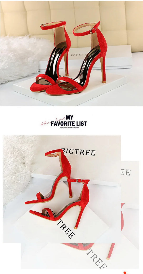 Premium suede evening sandals with artistic hollow cutouts