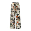 Vintage floral wide-leg pants for women, ankle-length, cotton-linen blend, perfect for spring 2024 casual fashion.