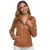 Chic hooded faux leather jacket for women in black, perfect for autumn and winter with versatile style and comfort.