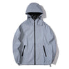 Men's reflective night vision hooded windbreaker, stylish and functional for evening wear and outdoor activities.