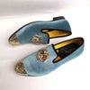 Elegant Gold Toe Velvet Loafers for Men