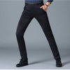 Elegant men's slim fit dress pants in solid black, perfect for office wear and formal occasions, made from durable polyester.