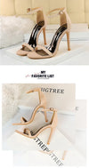 High heel ankle strap sandals in premium suede material