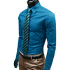 Classic Men's Business Dress Shirt in solid color, long sleeve, slim fit, perfect for office wear and casual outings.