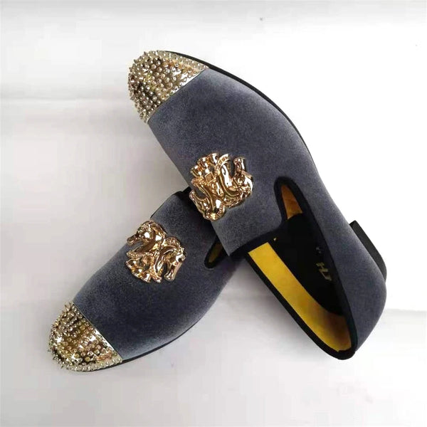 Luxury dress shoes with a plush insole and elegant gold detailing.