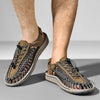 Breathable men's footwear with artisan handwoven texture and cotton lining