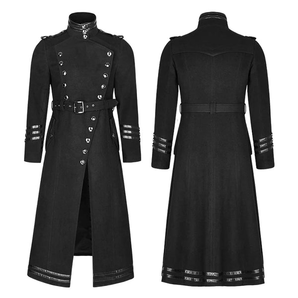 Detail of the asymmetrical oblique fly on the Gothic Military Wool Coat.