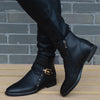 Close-up of handcrafted genuine leather showcasing the elegant stitching of Winter Commanders boots.