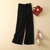 Luxe cashmere blend wide-leg pants for women, featuring a high waist, soft fabric, and comfortable elastic waistband.