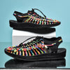 Summer sandals for men with handwoven construction and secure elastic closure