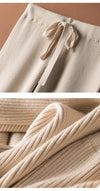 Luxe cashmere blend wide-leg pants for women, high-waist, soft knitted fabric, perfect for autumn and winter casual wear.