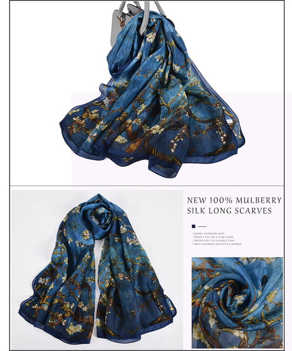 Autumn Whisper silk scarf styled in a knot, demonstrating creative styling options.
