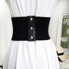 Chic wide corset belt for women in black PU leather, perfect for body sculpting and stylish waist support.