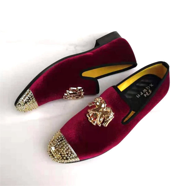 Luxury men's loafers with a plush insole and elegant gold toe.