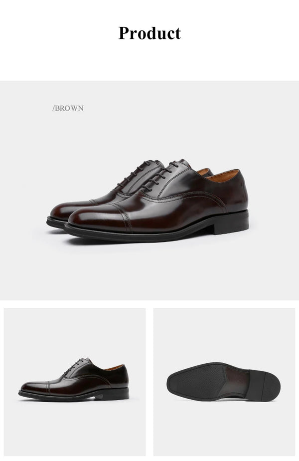 Desai Classic Leather Oxfords on a display, highlighting their craftsmanship.