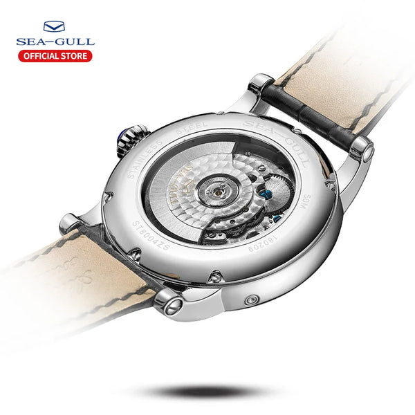 Platinum case of the Seagull ST8004ZS watch, emphasizing luxury and durability.