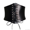 Chic wide corset belt for women in black PU leather, perfect for body sculpting and stylish waist support.