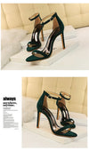 Buckle closure ankle strap sandals in premium suede