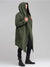 Men's hooded fleece-lined winter trench coat in black, featuring a mandarin collar and open stitch closure for stylish warmth