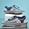 Handwoven breathable sandals with elastic band and cushioned insole for men
